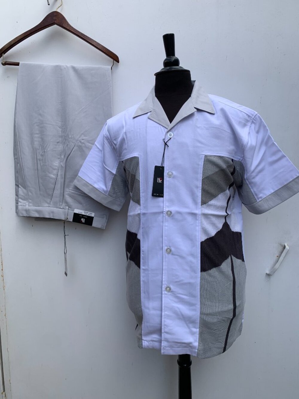 Casual Button Down 2 piece Short Sleeve Shirt and Pant NEW-GEN For Men